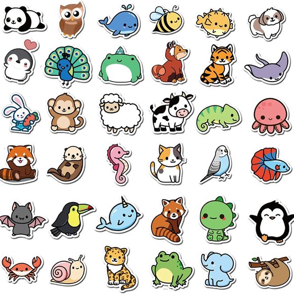 Cute Animal Stickers Colorful Animal Waterproof Stickers Vinyl Cute Aesthetic - Picture 2 of 5